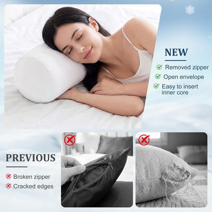2 Pcs Neck Roll Pillow Case, 16 X 6 Inch Short Plush Gray