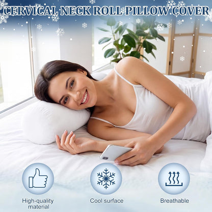 2 Pcs Neck Roll Pillow Case, 16 X 6 Inch Short Plush Gray