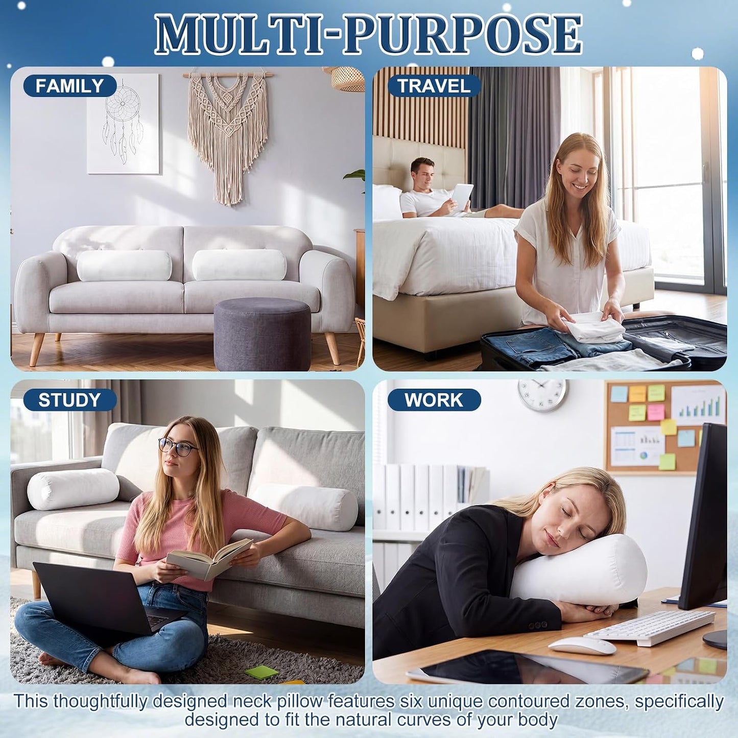 2 Pcs Neck Roll Pillow Case, 16 X 6 Inch Short Plush Gray