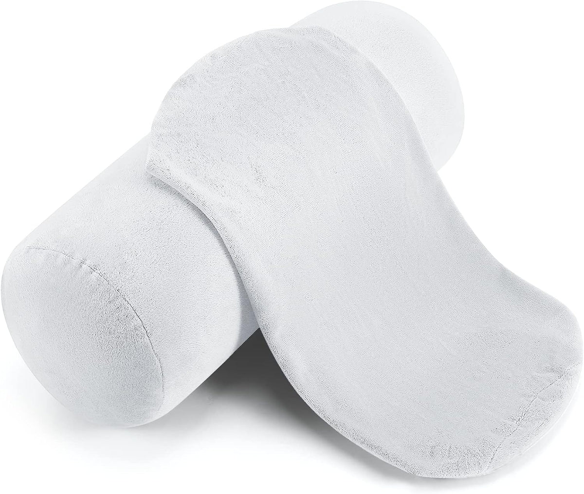 2 Pcs Neck Roll Pillow Case, 16 X 6 Inch Short Plush Gray