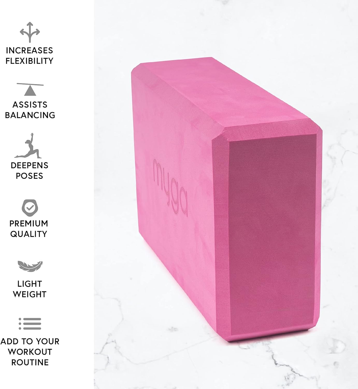 Yoga Block,Lightweight EVA Foam Yoga Brick,High Density Non-Slip Block for Yoga Poses, Pilates, Balance and Flexibility