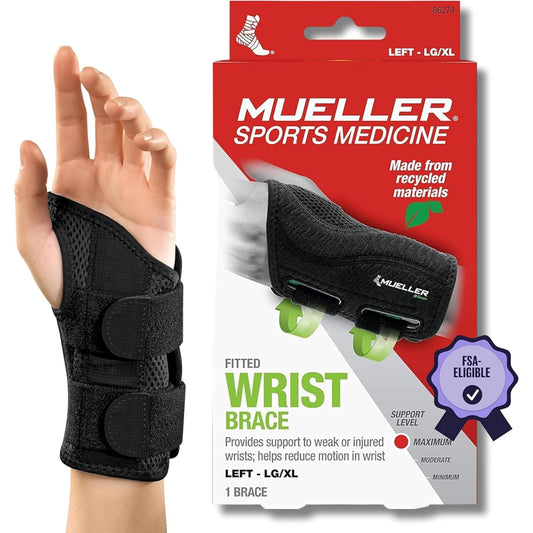 Green Fitted Wrist Brace for Men and Women, Wrist Pain Relief Support, Ideal for Carpal Tunnel, Tendonitis, Arthritis, Right Hand, Black, Small/Medium