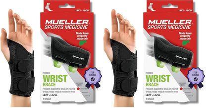 Green Fitted Wrist Brace for Men and Women, Wrist Pain Relief Support, Ideal for Carpal Tunnel, Tendonitis, Arthritis, Right Hand, Black, Small/Medium