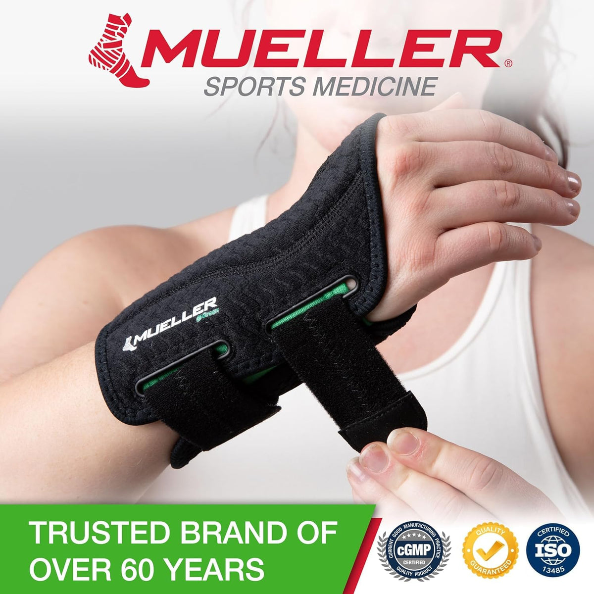 Green Fitted Wrist Brace for Men and Women, Wrist Pain Relief Support, Ideal for Carpal Tunnel, Tendonitis, Arthritis, Right Hand, Black, Small/Medium
