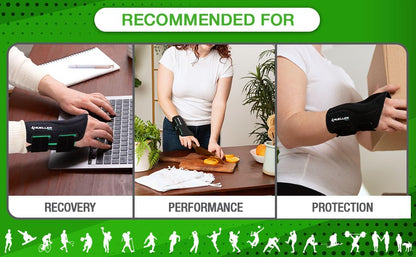 Green Fitted Wrist Brace for Men and Women, Wrist Pain Relief Support, Ideal for Carpal Tunnel, Tendonitis, Arthritis, Right Hand, Black, Small/Medium