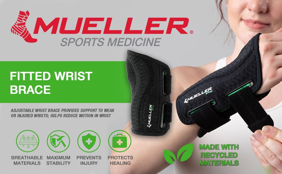 Green Fitted Wrist Brace for Men and Women, Wrist Pain Relief Support, Ideal for Carpal Tunnel, Tendonitis, Arthritis, Right Hand, Black, Small/Medium