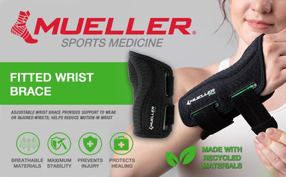 Green Fitted Wrist Brace for Men and Women, Wrist Pain Relief Support, Ideal for Carpal Tunnel, Tendonitis, Arthritis, Right Hand, Black, Small/Medium