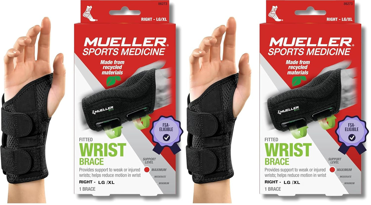 Green Fitted Wrist Brace for Men and Women, Wrist Pain Relief Support, Ideal for Carpal Tunnel, Tendonitis, Arthritis, Right Hand, Black, Small/Medium