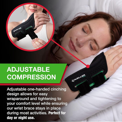 Green Fitted Wrist Brace for Men and Women, Wrist Pain Relief Support, Ideal for Carpal Tunnel, Tendonitis, Arthritis, Right Hand, Black, Small/Medium