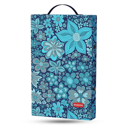 17" Kneeling Pad with Removable Cover, Blue Floral Printing | Soft NBR Foam Cushioning, Large Size, For Gardening, Daily Chores, Workout Supplies