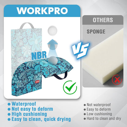 17" Kneeling Pad with Removable Cover, Blue Floral Printing | Soft NBR Foam Cushioning, Large Size, For Gardening, Daily Chores, Workout Supplies