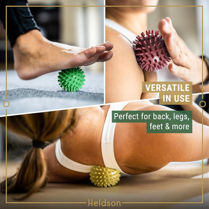 ® 3 Spiky Massage Balls Set [Soft, Medium, Hard] - Foot Roller Massager Spikes - Spike Trigger Point Ball for Back Pain Relief & Feet - Plantar Fasciitis Deep Tissue Therapy - Spikey Pressure
