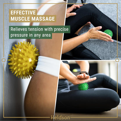 ® 3 Spiky Massage Balls Set [Soft, Medium, Hard] - Foot Roller Massager Spikes - Spike Trigger Point Ball for Back Pain Relief & Feet - Plantar Fasciitis Deep Tissue Therapy - Spikey Pressure