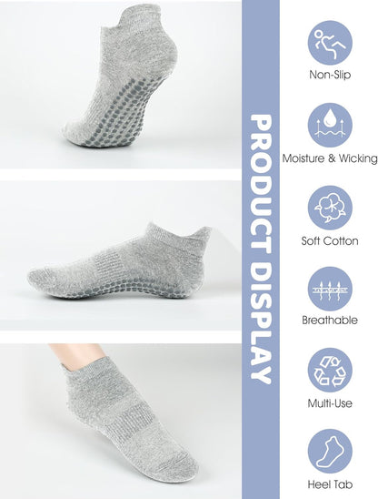 Grip Socks for Women Men Pilates Grip Socks Non Slip Yoga Sock with Grips for Barre Barefoot Hospital Grippy Sock
