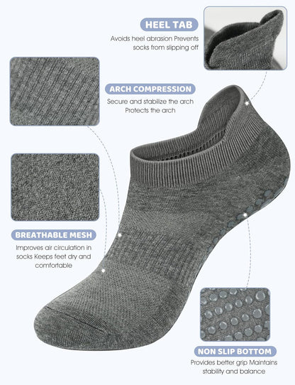 Grip Socks for Women Men Pilates Grip Socks Non Slip Yoga Sock with Grips for Barre Barefoot Hospital Grippy Sock