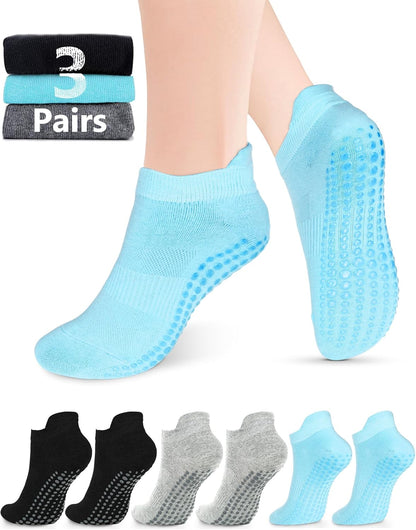 Grip Socks for Women Men Pilates Grip Socks Non Slip Yoga Sock with Grips for Barre Barefoot Hospital Grippy Sock