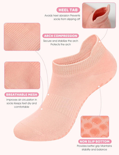 Grip Socks for Women Men Pilates Grip Socks Non Slip Yoga Sock with Grips for Barre Barefoot Hospital Grippy Sock