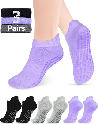 Grip Socks for Women Men Pilates Grip Socks Non Slip Yoga Sock with Grips for Barre Barefoot Hospital Grippy Sock