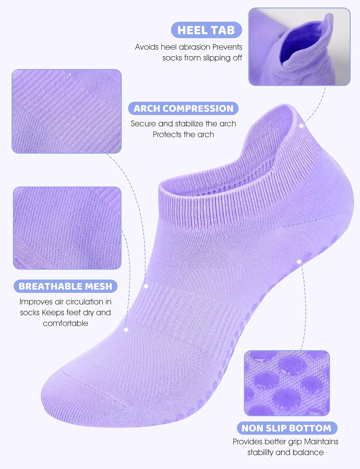 Grip Socks for Women Men Pilates Grip Socks Non Slip Yoga Sock with Grips for Barre Barefoot Hospital Grippy Sock