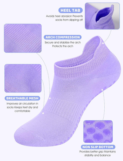 Grip Socks for Women Men Pilates Grip Socks Non Slip Yoga Sock with Grips for Barre Barefoot Hospital Grippy Sock