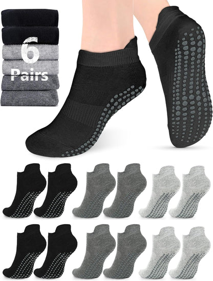 Grip Socks for Women Men Pilates Grip Socks Non Slip Yoga Sock with Grips for Barre Barefoot Hospital Grippy Sock