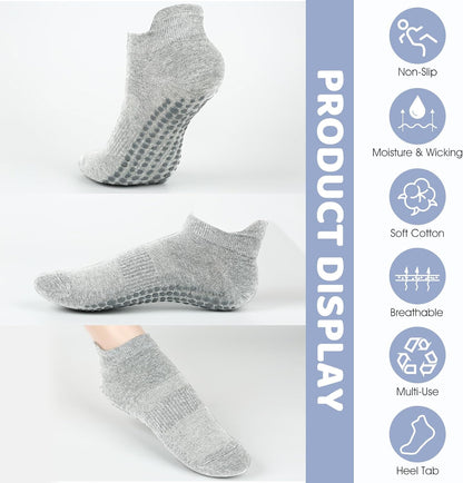 Grip Socks for Women Men Pilates Grip Socks Non Slip Yoga Sock with Grips for Barre Barefoot Hospital Grippy Sock