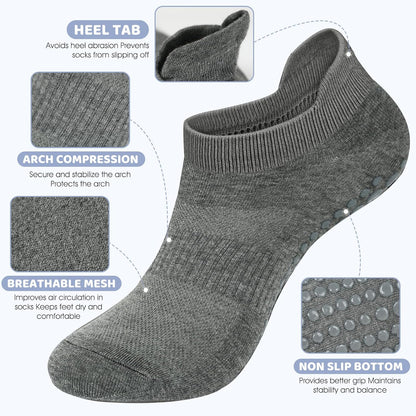 Grip Socks for Women Men Pilates Grip Socks Non Slip Yoga Sock with Grips for Barre Barefoot Hospital Grippy Sock