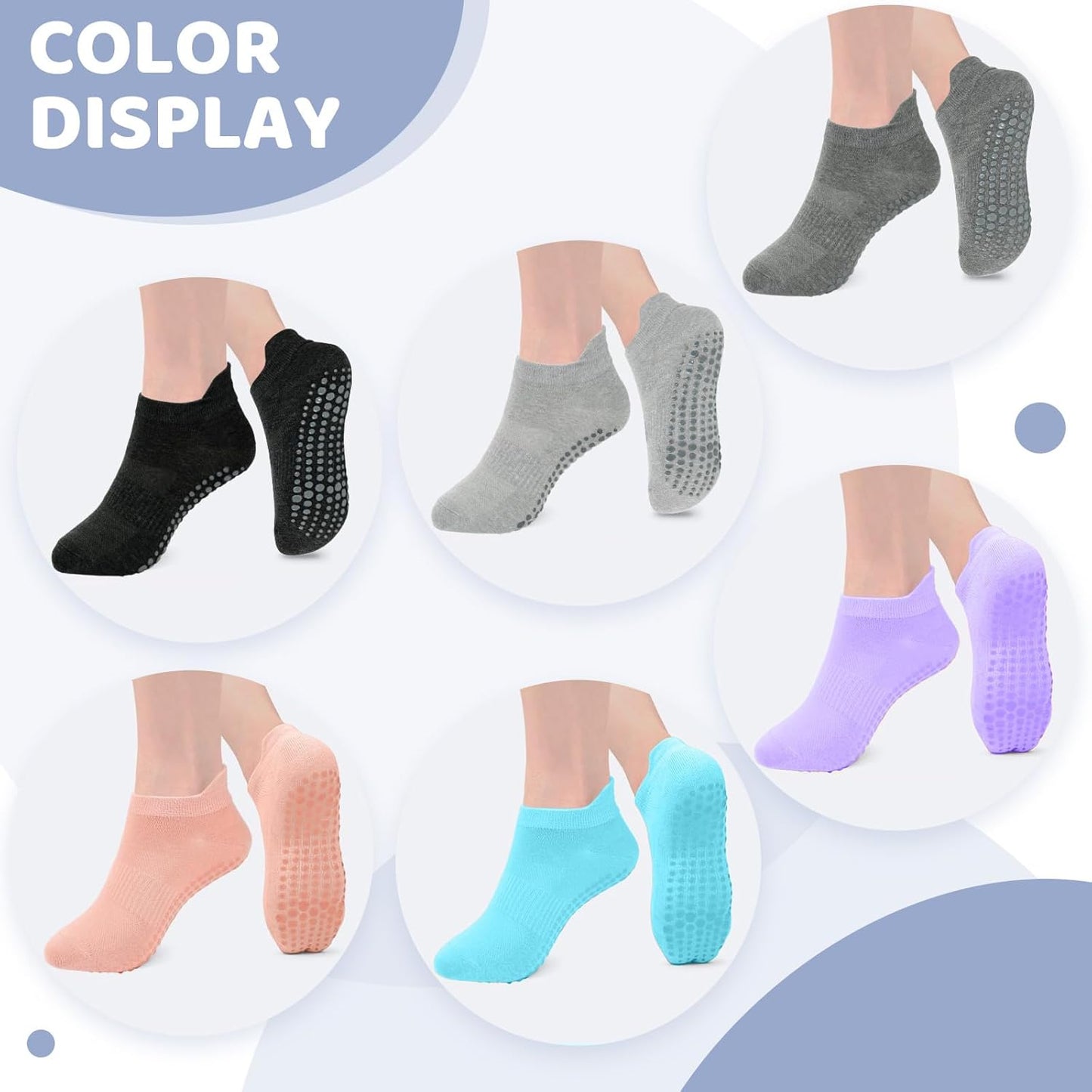 Grip Socks for Women Men Pilates Grip Socks Non Slip Yoga Sock with Grips for Barre Barefoot Hospital Grippy Sock