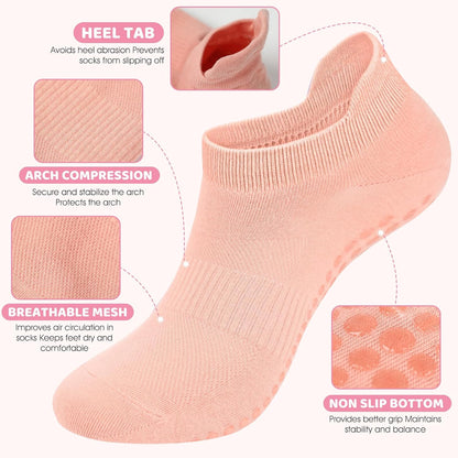 Grip Socks for Women Men Pilates Grip Socks Non Slip Yoga Sock with Grips for Barre Barefoot Hospital Grippy Sock