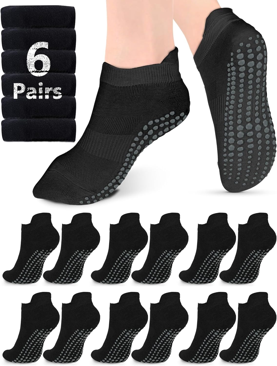 Grip Socks for Women Men Pilates Grip Socks Non Slip Yoga Sock with Grips for Barre Barefoot Hospital Grippy Sock