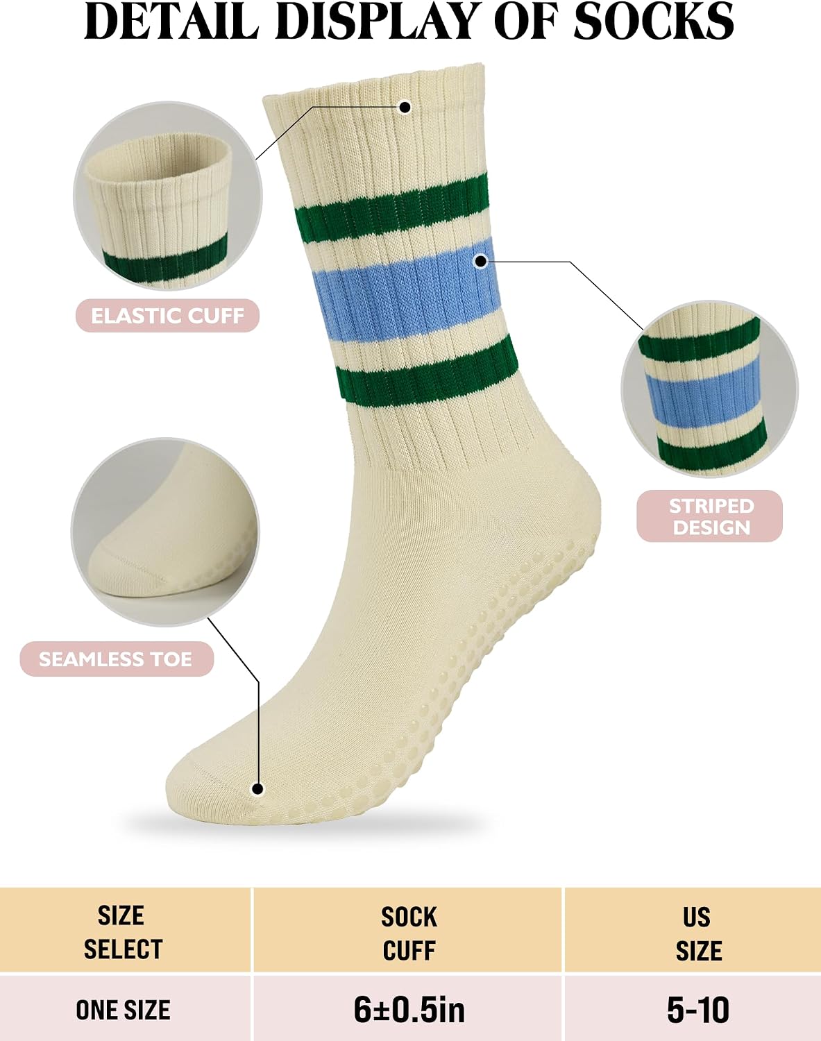 Grip Socks for Women Men Pilates Grip Socks Non Slip Yoga Sock with Grips for Barre Barefoot Hospital Grippy Sock