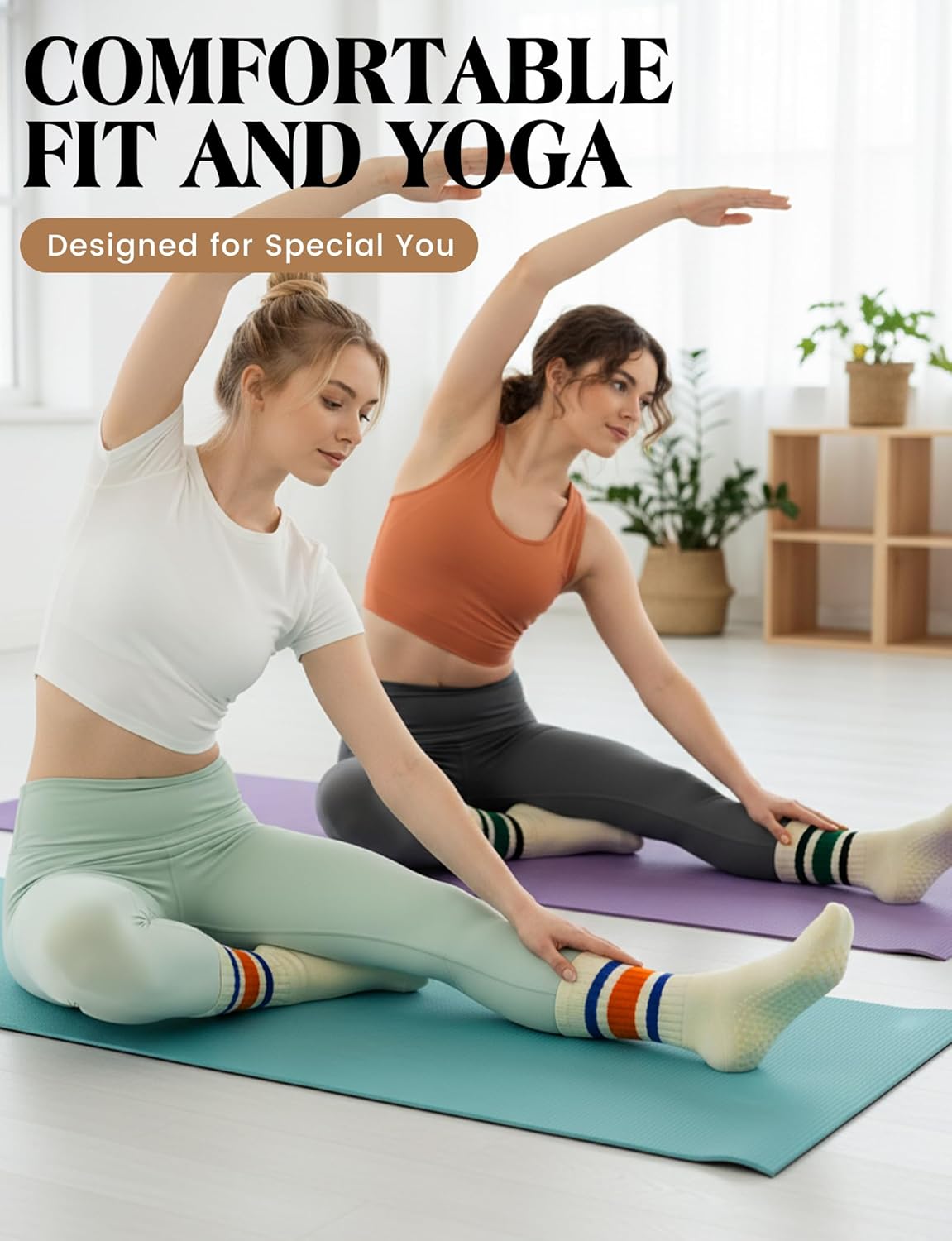 Grip Socks for Women Men Pilates Grip Socks Non Slip Yoga Sock with Grips for Barre Barefoot Hospital Grippy Sock