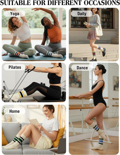 Grip Socks for Women Men Pilates Grip Socks Non Slip Yoga Sock with Grips for Barre Barefoot Hospital Grippy Sock