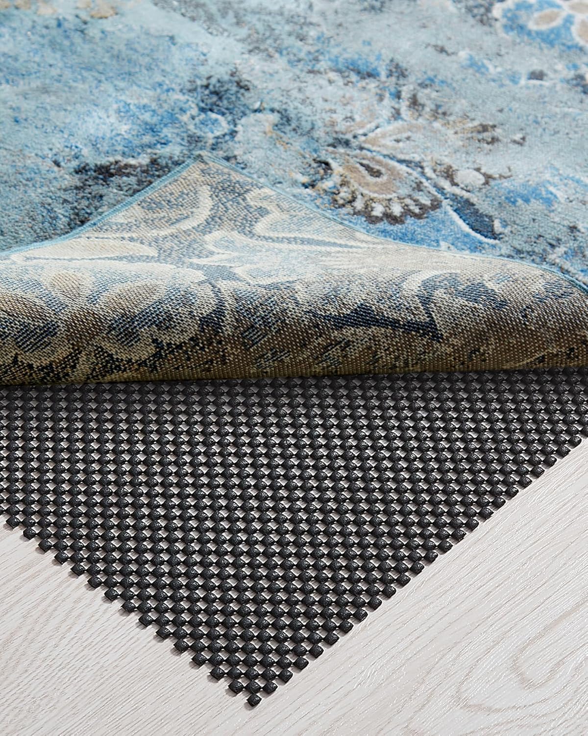 3x5 Ft Rug Pad Gripper for Hardwood Floors, Non Slip Rug Pads for Area Rugs, Thick Dark Grey Rug Grippers for Tile Floors, Under Carpet Anti Skid Mat, Keep Your Rugs Safe and in Place