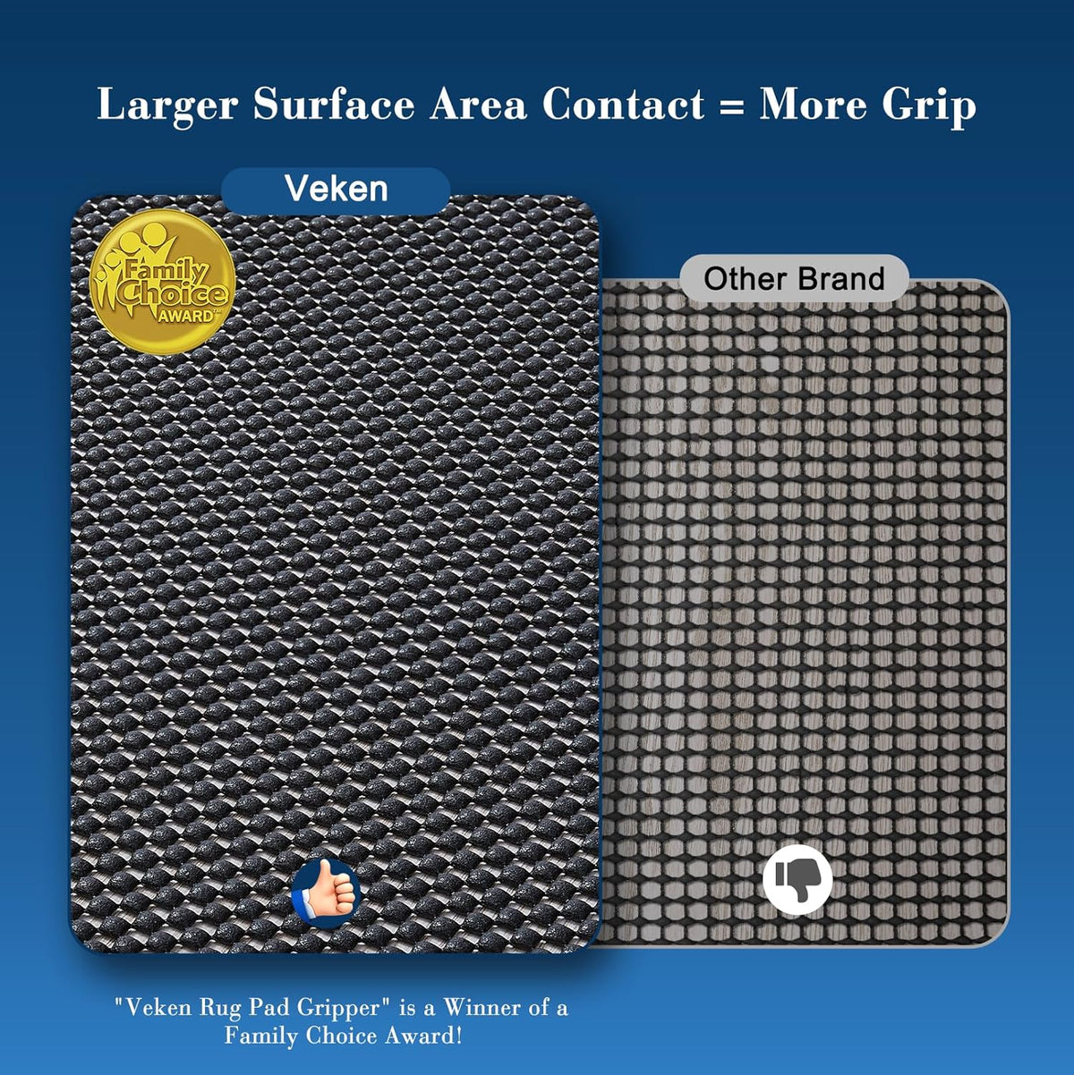 3x5 Ft Rug Pad Gripper for Hardwood Floors, Non Slip Rug Pads for Area Rugs, Thick Dark Grey Rug Grippers for Tile Floors, Under Carpet Anti Skid Mat, Keep Your Rugs Safe and in Place