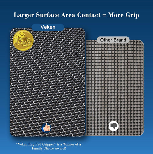 3x5 Ft Rug Pad Gripper for Hardwood Floors, Non Slip Rug Pads for Area Rugs, Thick Dark Grey Rug Grippers for Tile Floors, Under Carpet Anti Skid Mat, Keep Your Rugs Safe and in Place