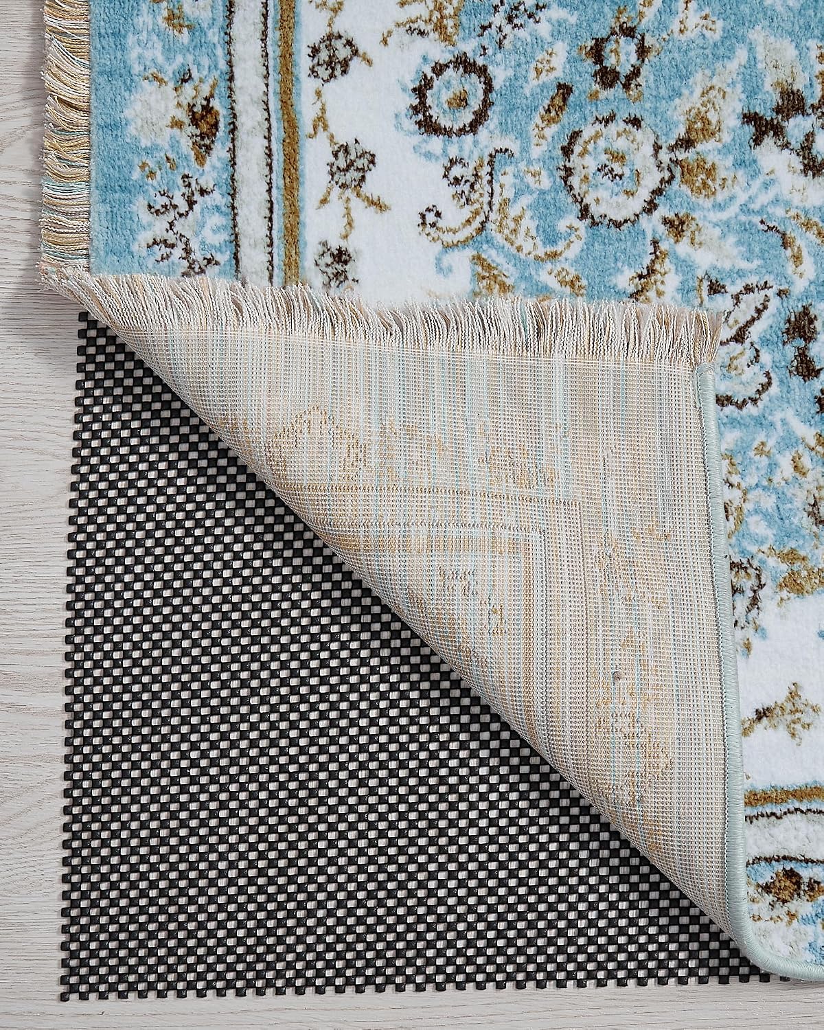 3x5 Ft Rug Pad Gripper for Hardwood Floors, Non Slip Rug Pads for Area Rugs, Thick Dark Grey Rug Grippers for Tile Floors, Under Carpet Anti Skid Mat, Keep Your Rugs Safe and in Place