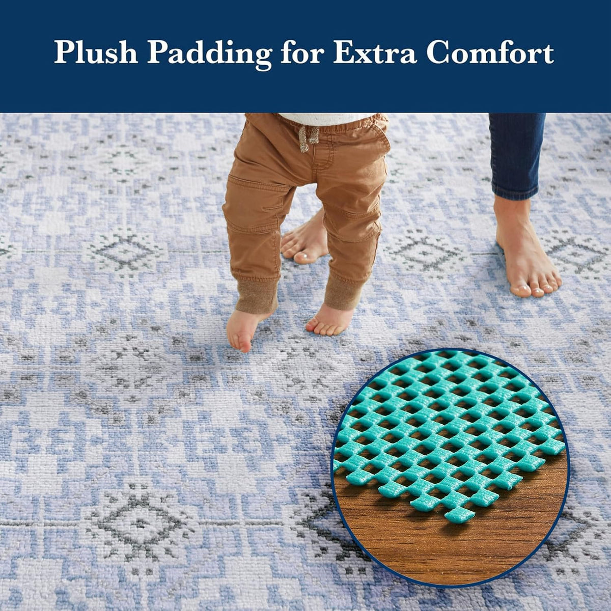 3x5 Ft Rug Pad Gripper for Hardwood Floors, Non Slip Rug Pads for Area Rugs, Thick Dark Grey Rug Grippers for Tile Floors, Under Carpet Anti Skid Mat, Keep Your Rugs Safe and in Place