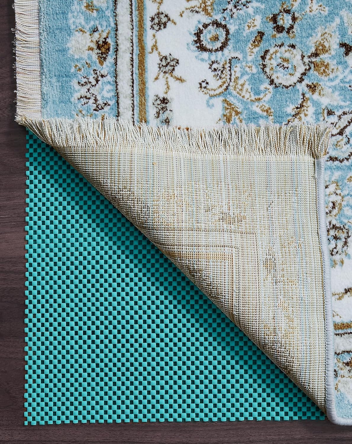 3x5 Ft Rug Pad Gripper for Hardwood Floors, Non Slip Rug Pads for Area Rugs, Thick Dark Grey Rug Grippers for Tile Floors, Under Carpet Anti Skid Mat, Keep Your Rugs Safe and in Place
