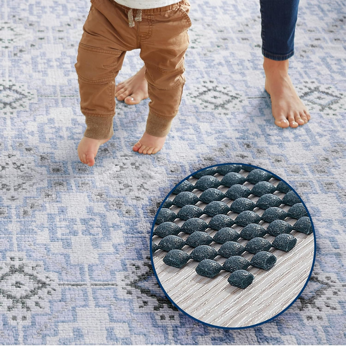 3x5 Ft Rug Pad Gripper for Hardwood Floors, Non Slip Rug Pads for Area Rugs, Thick Dark Grey Rug Grippers for Tile Floors, Under Carpet Anti Skid Mat, Keep Your Rugs Safe and in Place