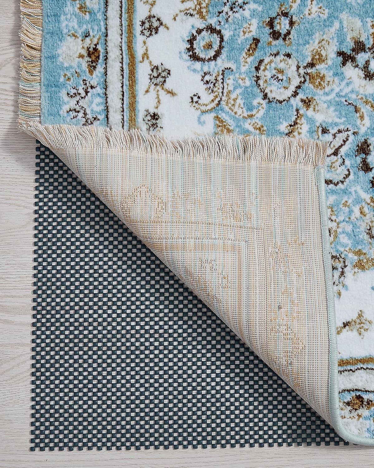 3x5 Ft Rug Pad Gripper for Hardwood Floors, Non Slip Rug Pads for Area Rugs, Thick Dark Grey Rug Grippers for Tile Floors, Under Carpet Anti Skid Mat, Keep Your Rugs Safe and in Place