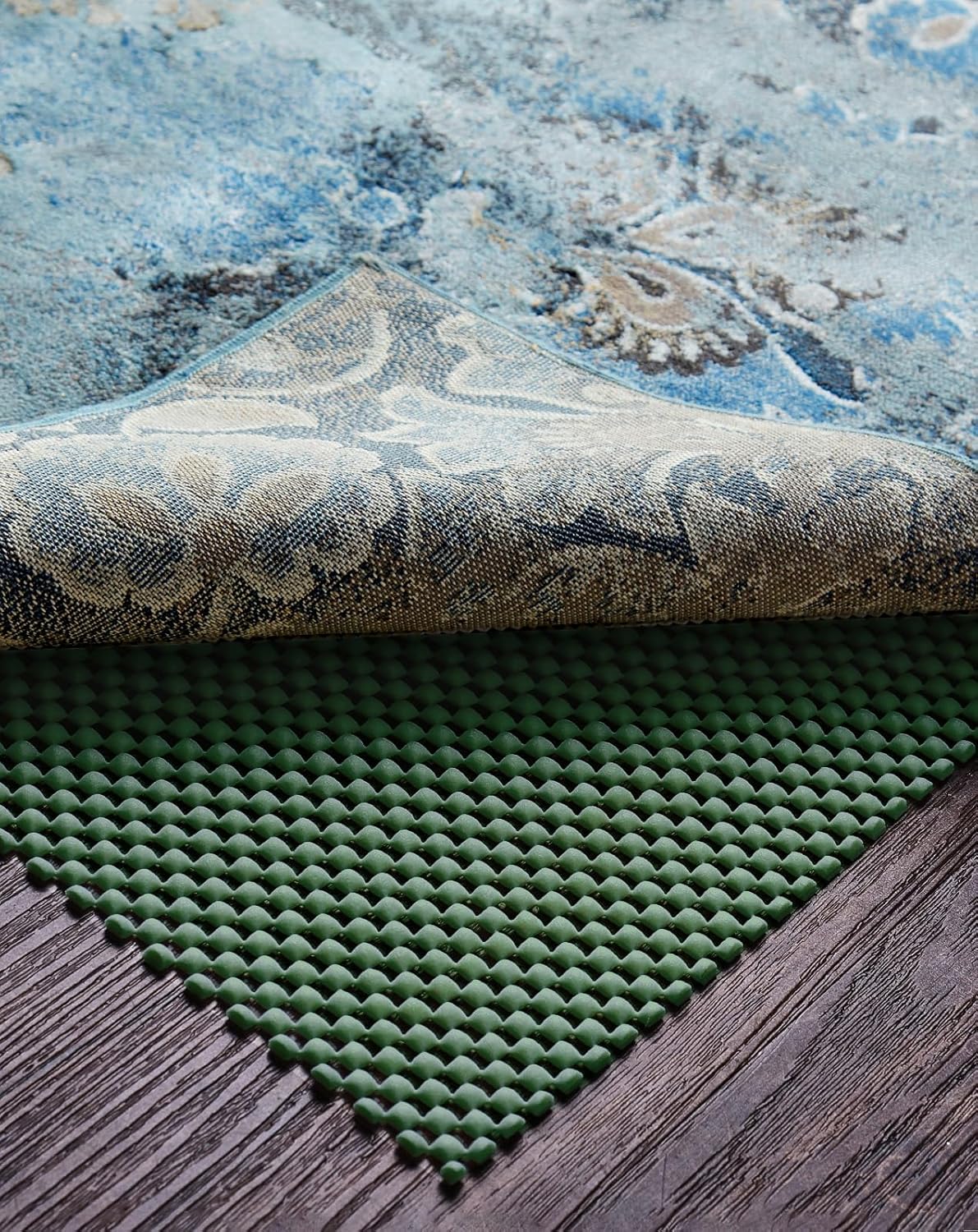 3x5 Ft Rug Pad Gripper for Hardwood Floors, Non Slip Rug Pads for Area Rugs, Thick Dark Grey Rug Grippers for Tile Floors, Under Carpet Anti Skid Mat, Keep Your Rugs Safe and in Place