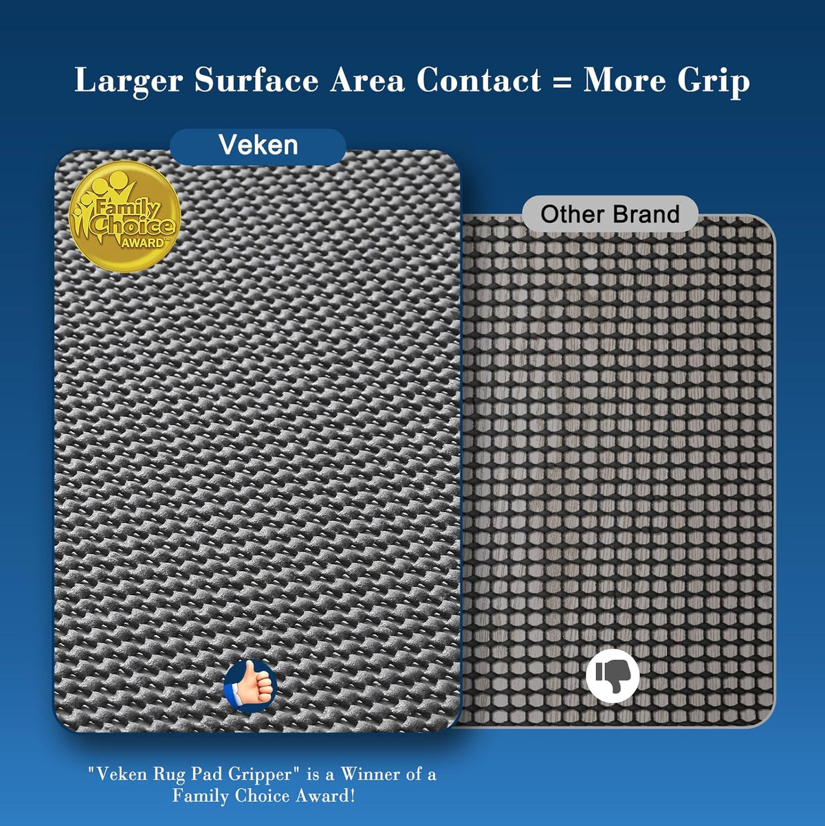3x5 Ft Rug Pad Gripper for Hardwood Floors, Non Slip Rug Pads for Area Rugs, Thick Dark Grey Rug Grippers for Tile Floors, Under Carpet Anti Skid Mat, Keep Your Rugs Safe and in Place