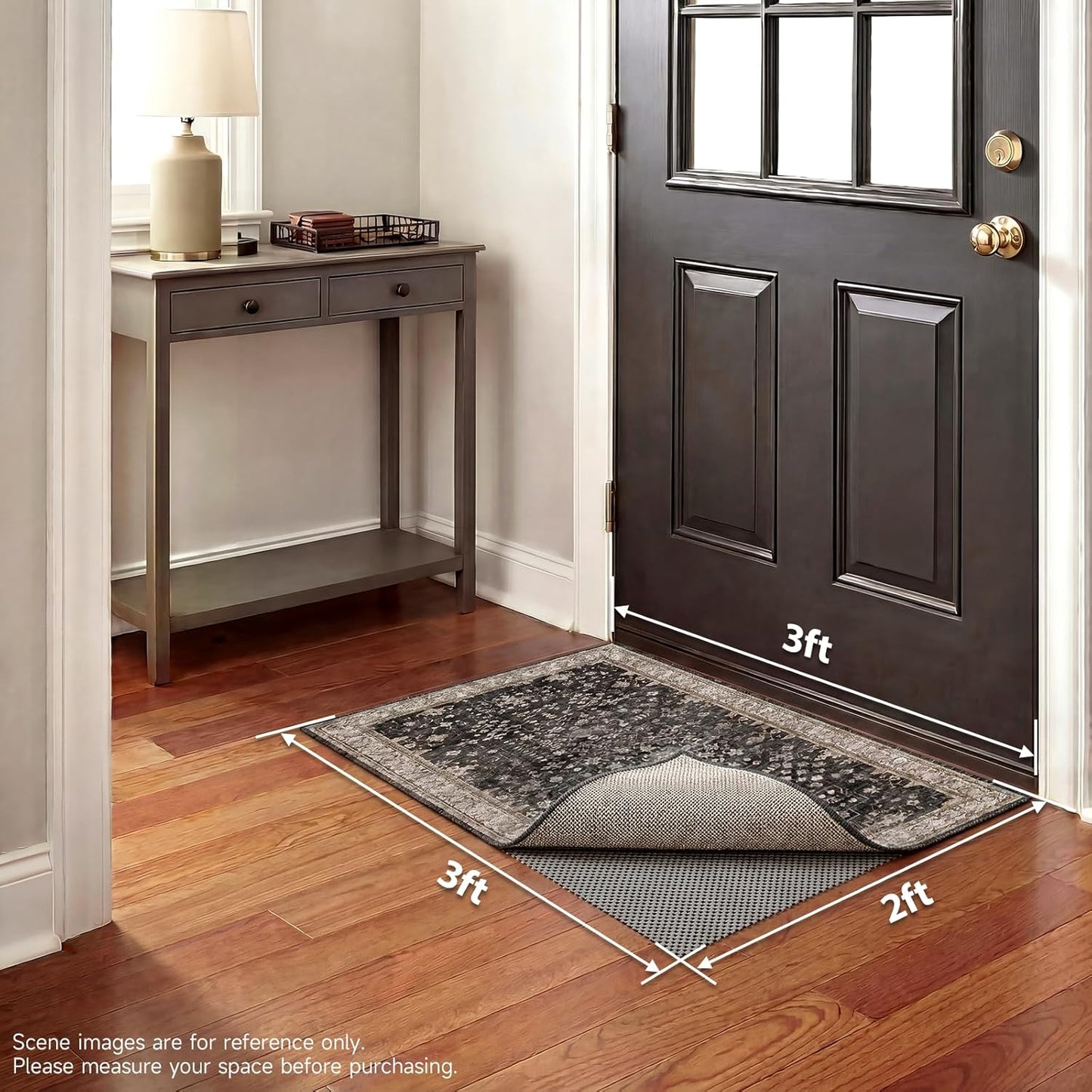 3x5 Ft Rug Pad Gripper for Hardwood Floors, Non Slip Rug Pads for Area Rugs, Thick Dark Grey Rug Grippers for Tile Floors, Under Carpet Anti Skid Mat, Keep Your Rugs Safe and in Place