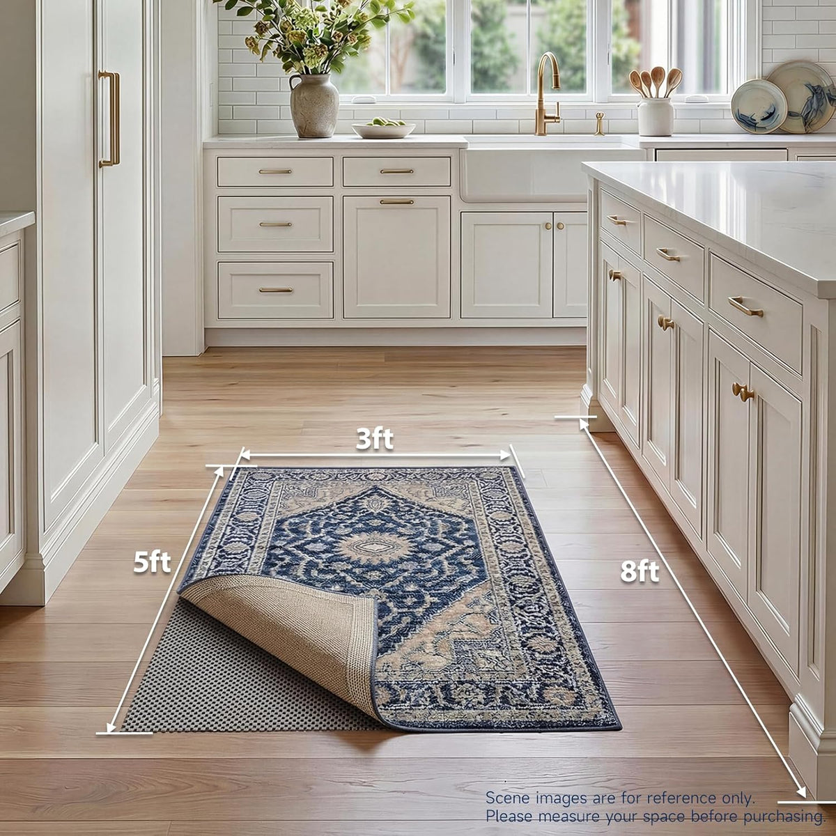 3x5 Ft Rug Pad Gripper for Hardwood Floors, Non Slip Rug Pads for Area Rugs, Thick Dark Grey Rug Grippers for Tile Floors, Under Carpet Anti Skid Mat, Keep Your Rugs Safe and in Place