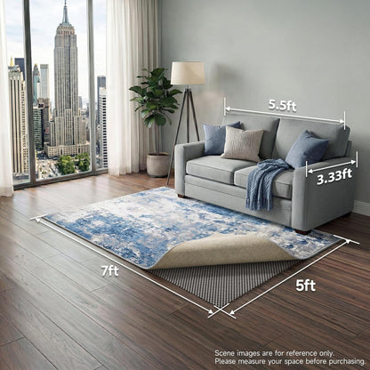 3x5 Ft Rug Pad Gripper for Hardwood Floors, Non Slip Rug Pads for Area Rugs, Thick Dark Grey Rug Grippers for Tile Floors, Under Carpet Anti Skid Mat, Keep Your Rugs Safe and in Place