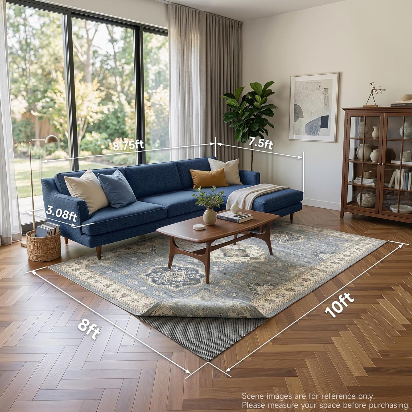 3x5 Ft Rug Pad Gripper for Hardwood Floors, Non Slip Rug Pads for Area Rugs, Thick Dark Grey Rug Grippers for Tile Floors, Under Carpet Anti Skid Mat, Keep Your Rugs Safe and in Place
