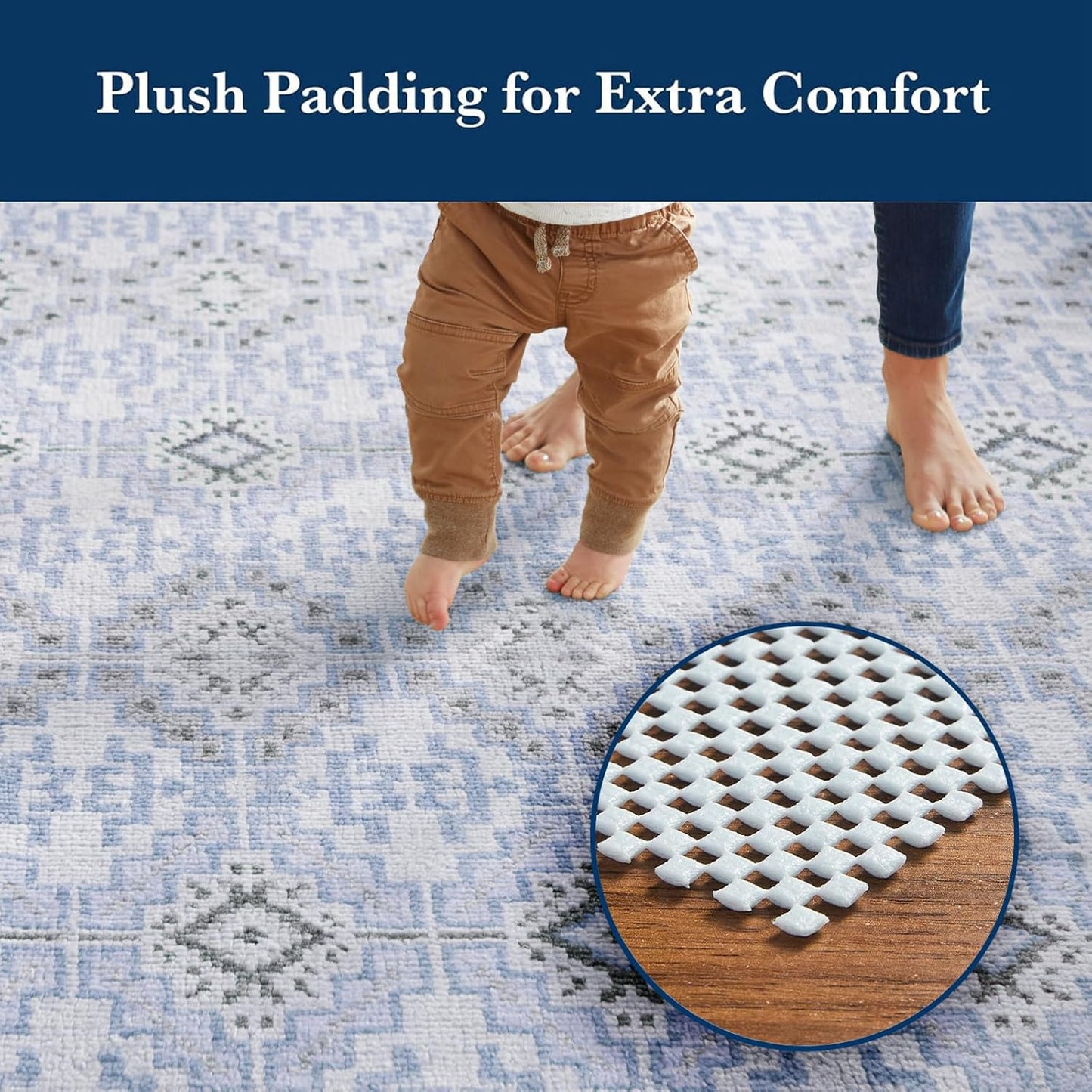 3x5 Ft Rug Pad Gripper for Hardwood Floors, Non Slip Rug Pads for Area Rugs, Thick Dark Grey Rug Grippers for Tile Floors, Under Carpet Anti Skid Mat, Keep Your Rugs Safe and in Place