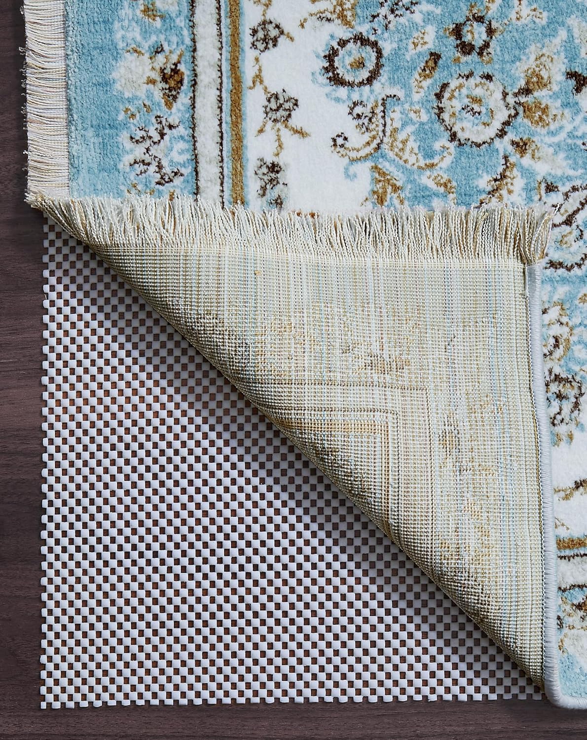 3x5 Ft Rug Pad Gripper for Hardwood Floors, Non Slip Rug Pads for Area Rugs, Thick Dark Grey Rug Grippers for Tile Floors, Under Carpet Anti Skid Mat, Keep Your Rugs Safe and in Place