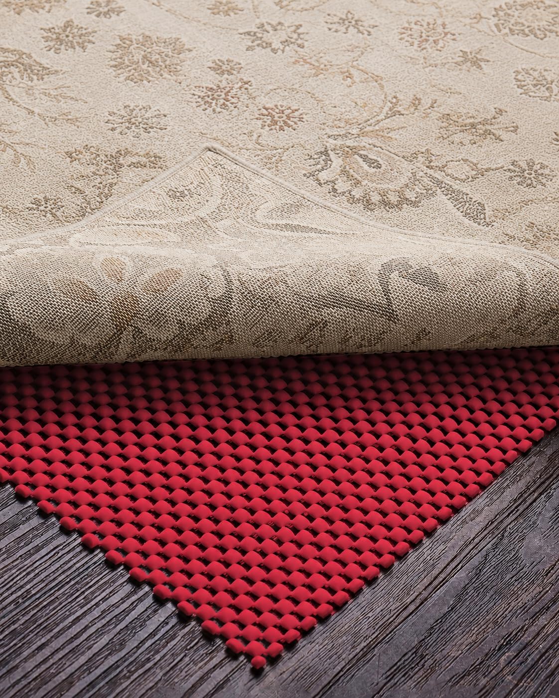 3x5 Ft Rug Pad Gripper for Hardwood Floors, Non Slip Rug Pads for Area Rugs, Thick Dark Grey Rug Grippers for Tile Floors, Under Carpet Anti Skid Mat, Keep Your Rugs Safe and in Place